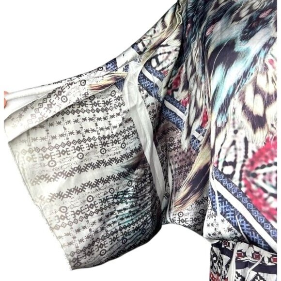 Mandee Boho Chic Printed Tunic Lightweight Flowy Design Top Large - Picture 7 of 10